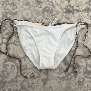 Sofia by Vix - White Bikini Bottom with Leopard Print Ties
